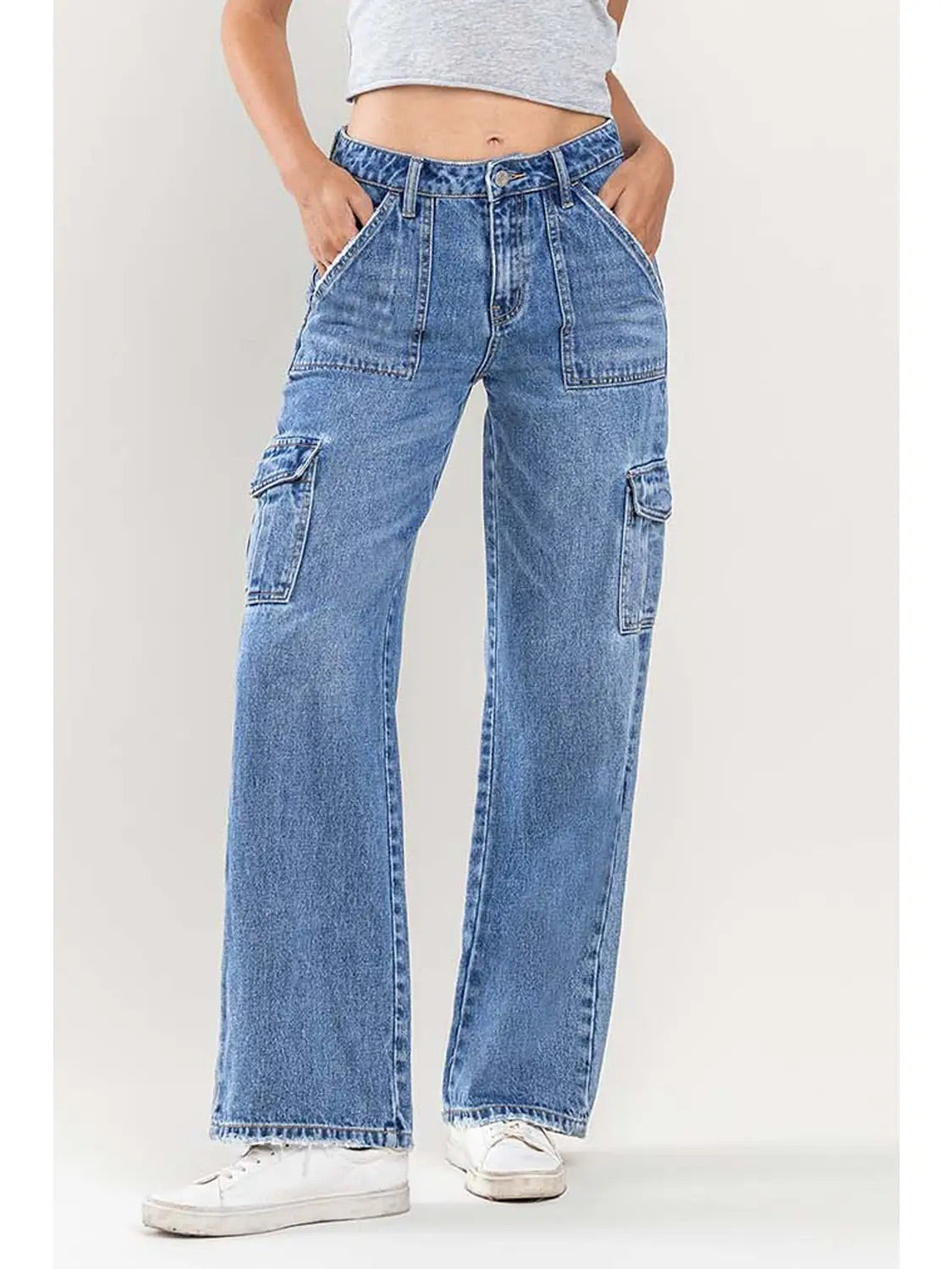 High Rise Wide Leg Cargo Jeans