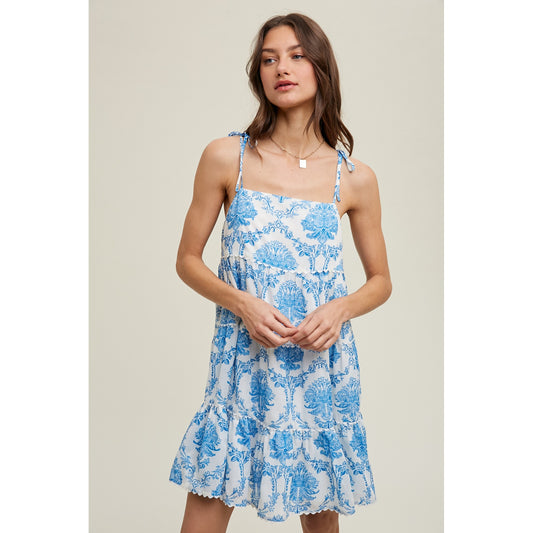 Ikat Mini Dress with Tie Straps