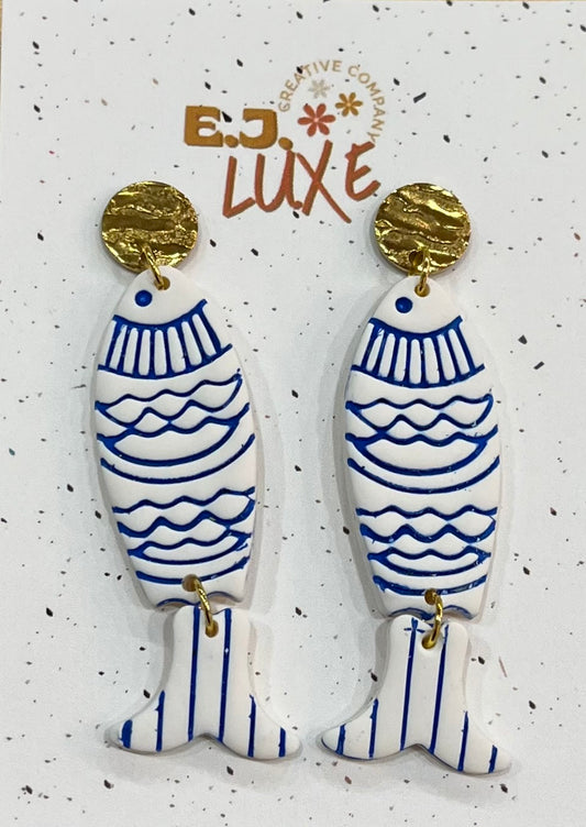 White Fish Earrings