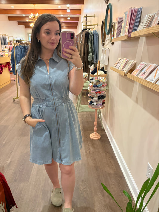 Drop Sleeve Denim Dress