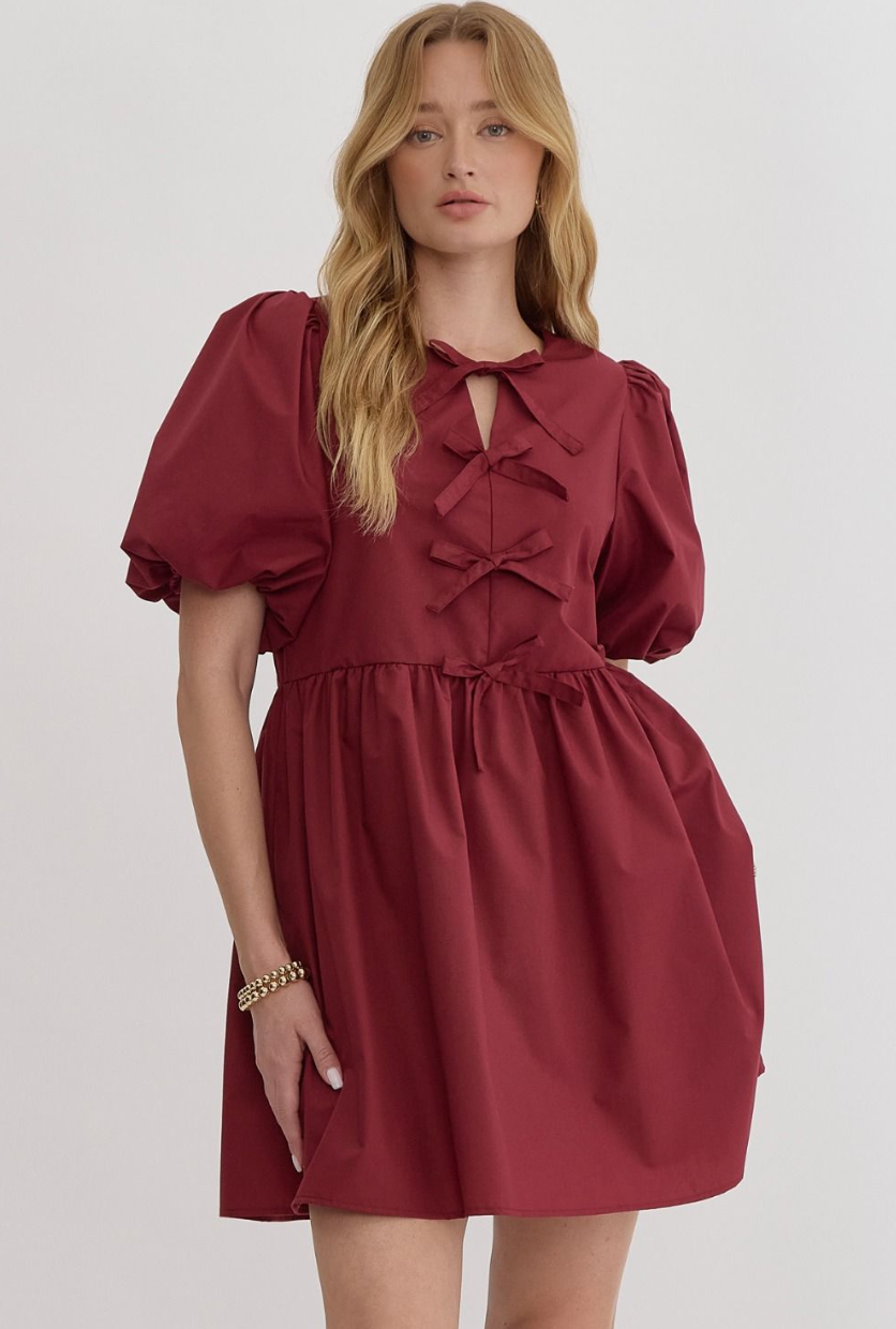 Bubble Sleeve Mini Dress