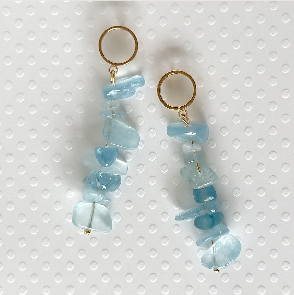 Chips Around Gemstone Earrings