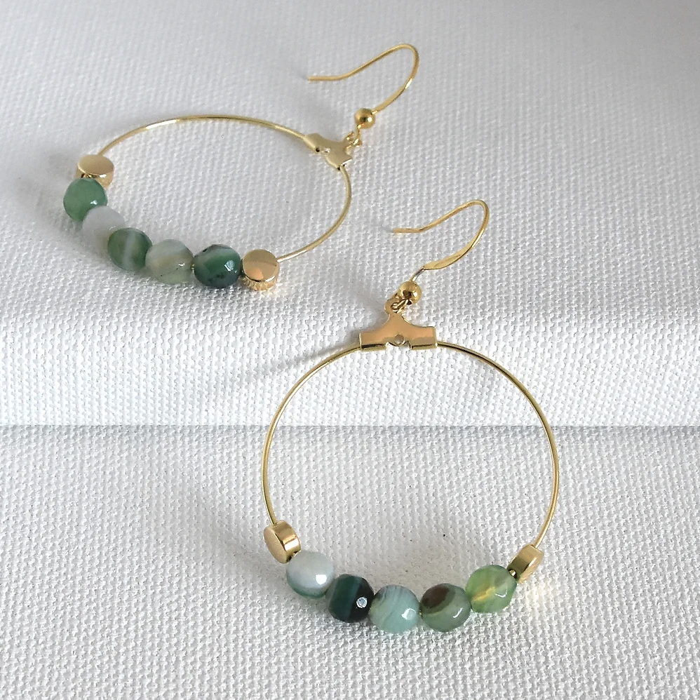 Agate Hoop Earrings