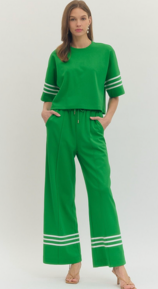 Green Sporty Striped Set