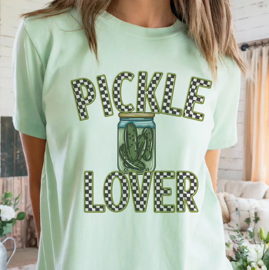 Pickle Lover Retro Checkered Graphic Tee