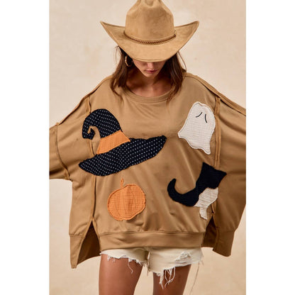 Halloween Theme Patchwork Sweatshirt