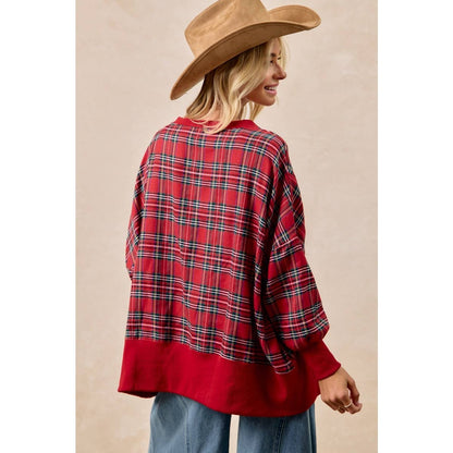 Merry Letter Patches Plaid Sweatshirt