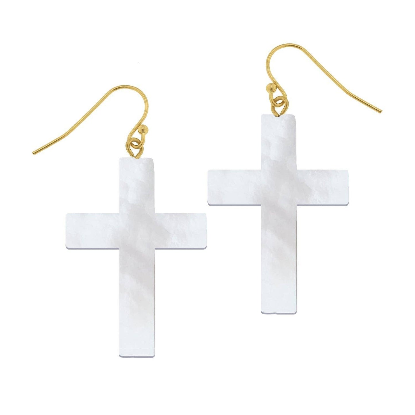 Mother of Pearl Cross Drop Earrings