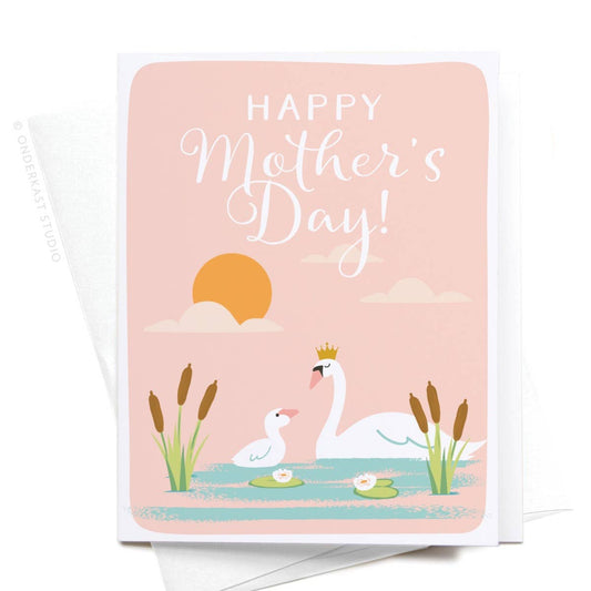 Happy Mothers Day Swan Greeting Card