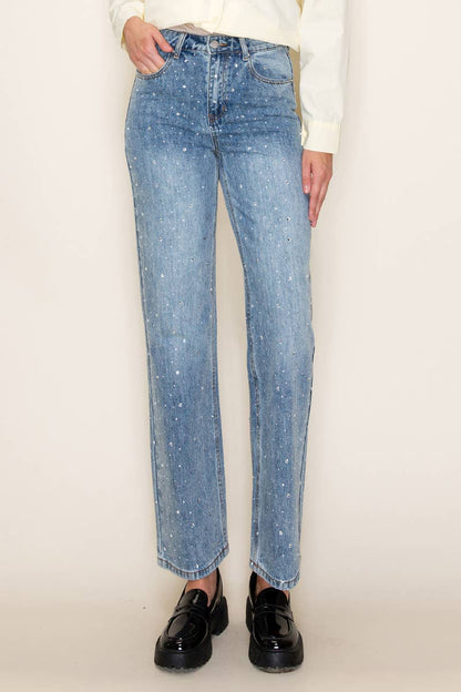 High Rise Bling Straight Jeans