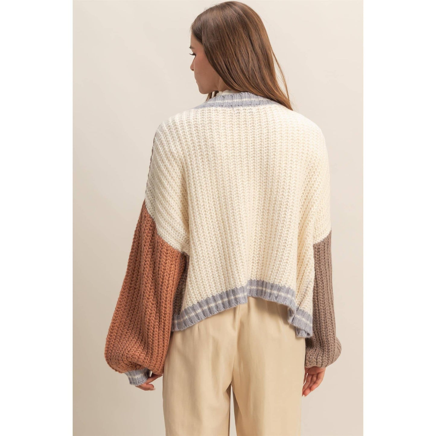 Oversized Jersey Block Cardigan