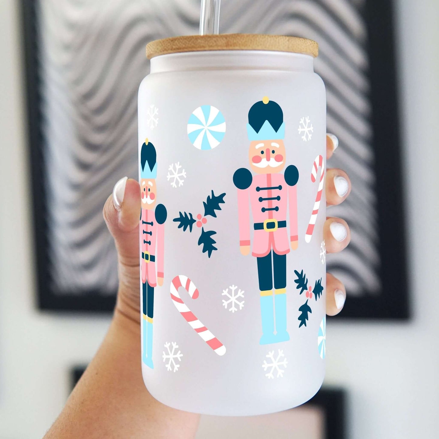 Nutcracker Christmas Cup with Lid and Straw