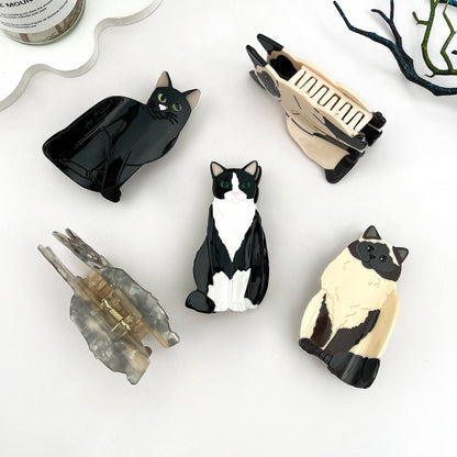 Black Cat Acetate Claw Clip