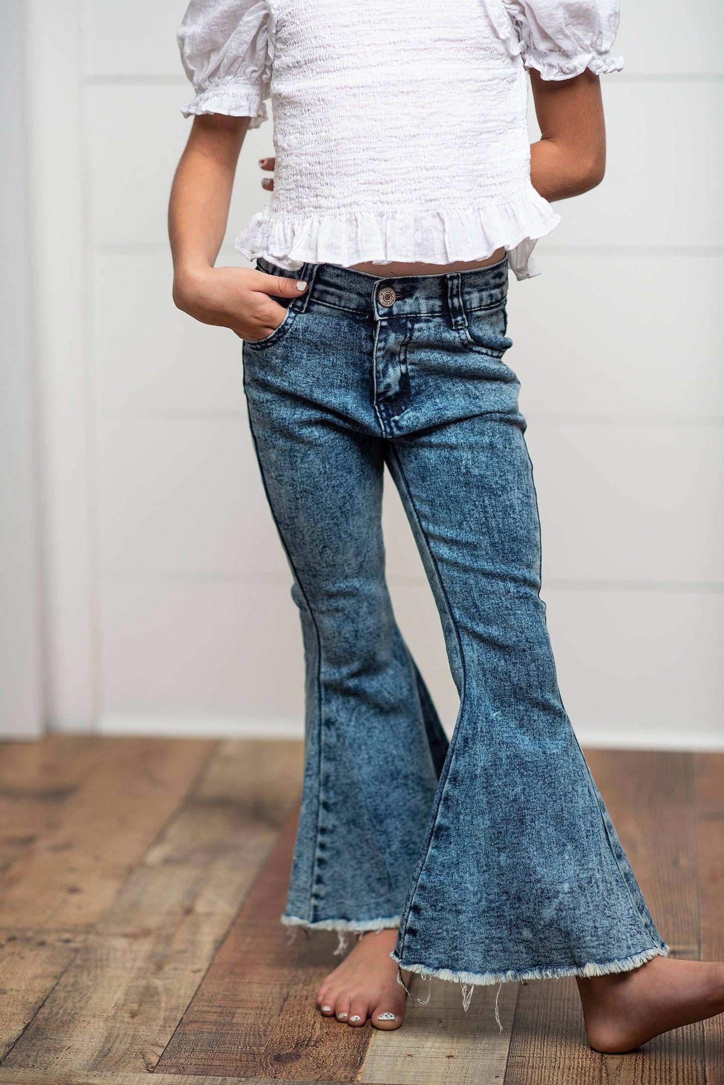 Kids Faded Flare Denim Jean Pant