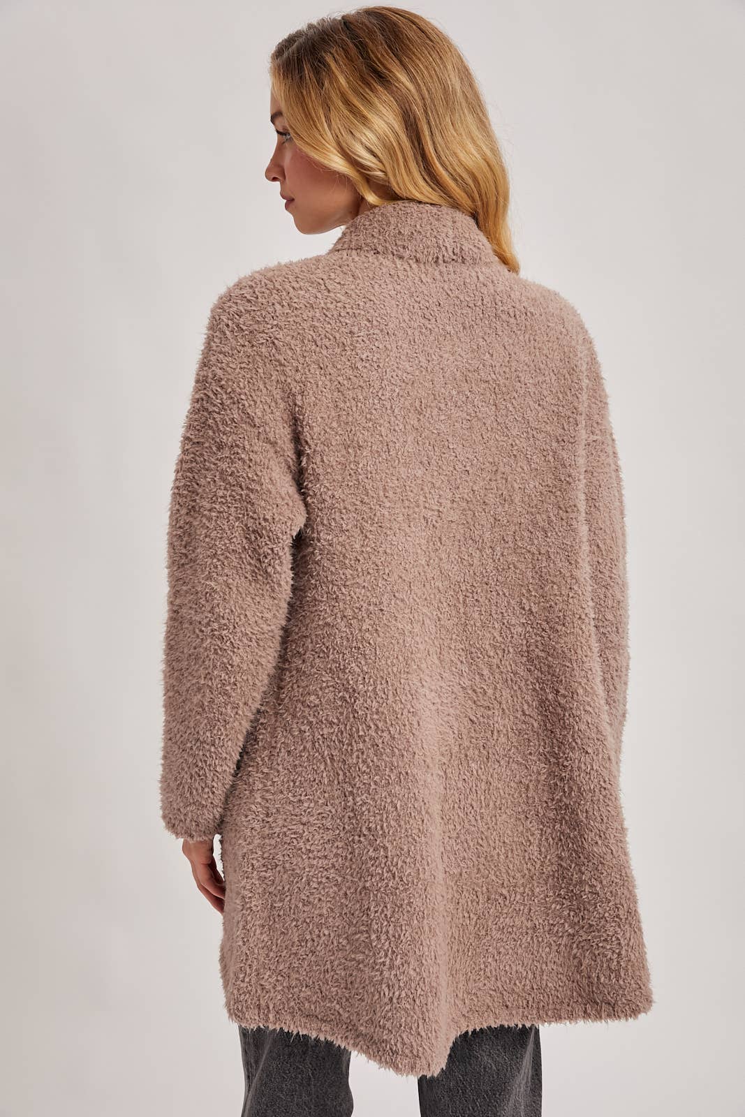 Fuzzy Drape Front Cardigan