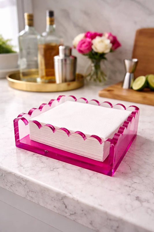 Pink Scalloped Cocktail Napkin Holder