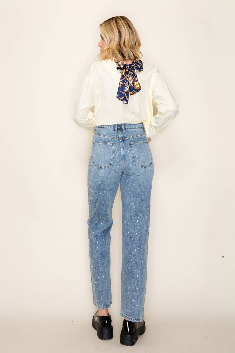 High Rise Bling Straight Jeans