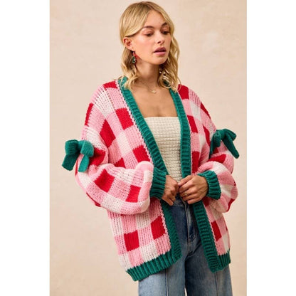 Christmas Theme Open Front Sweater Cardigan