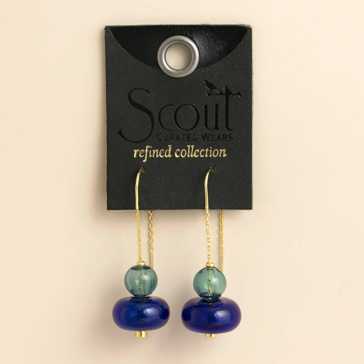 Refined Glass Stacked Threader - Teal/Blue/Gold