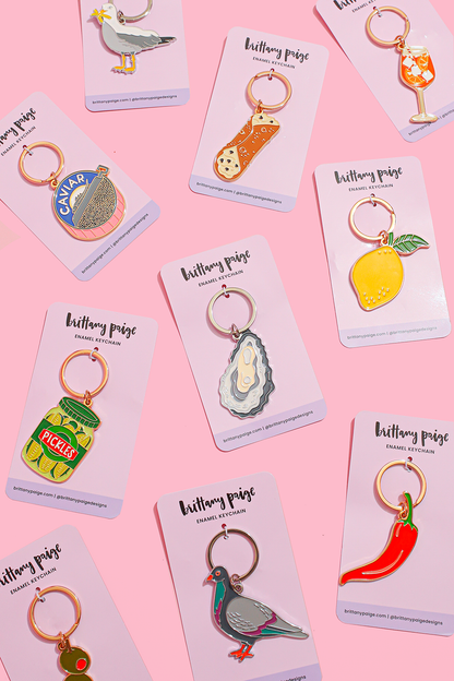 Pickle Jar Enamel Keychain Bag Charm