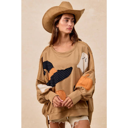 Halloween Theme Patchwork Sweatshirt