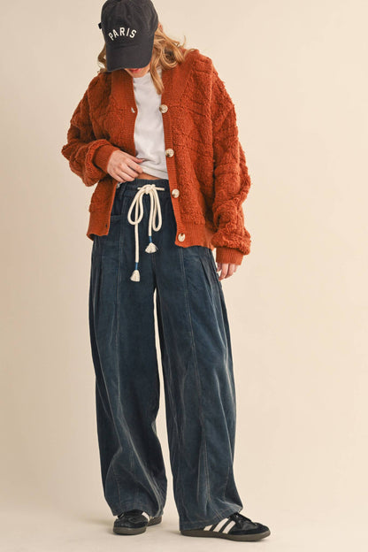 Washed Corduroy Barrel Pants
