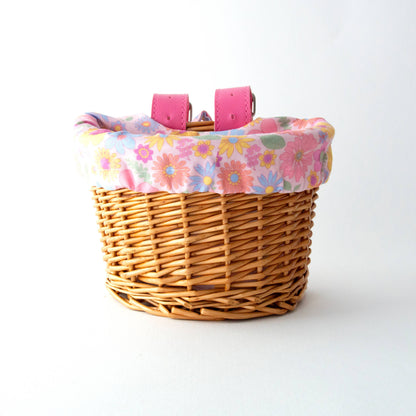 Kids Wicker Basket with Pretty Retro Flower Liner