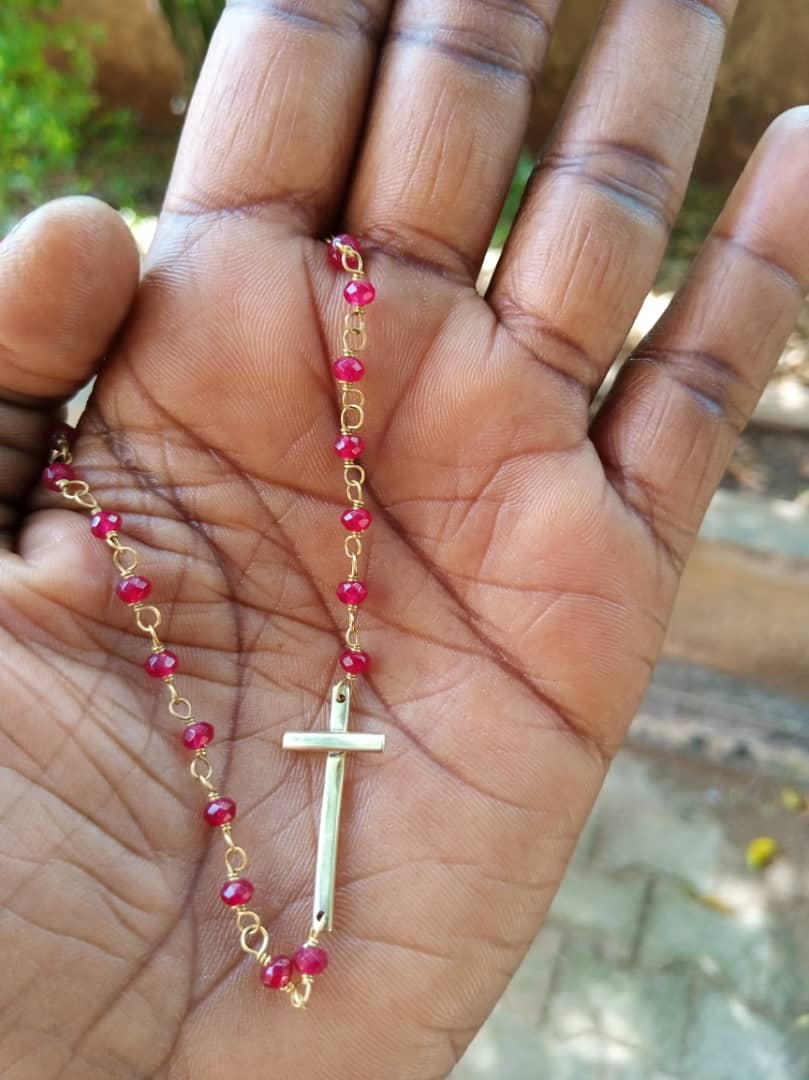 Trust Cross Necklace in Ruby Red