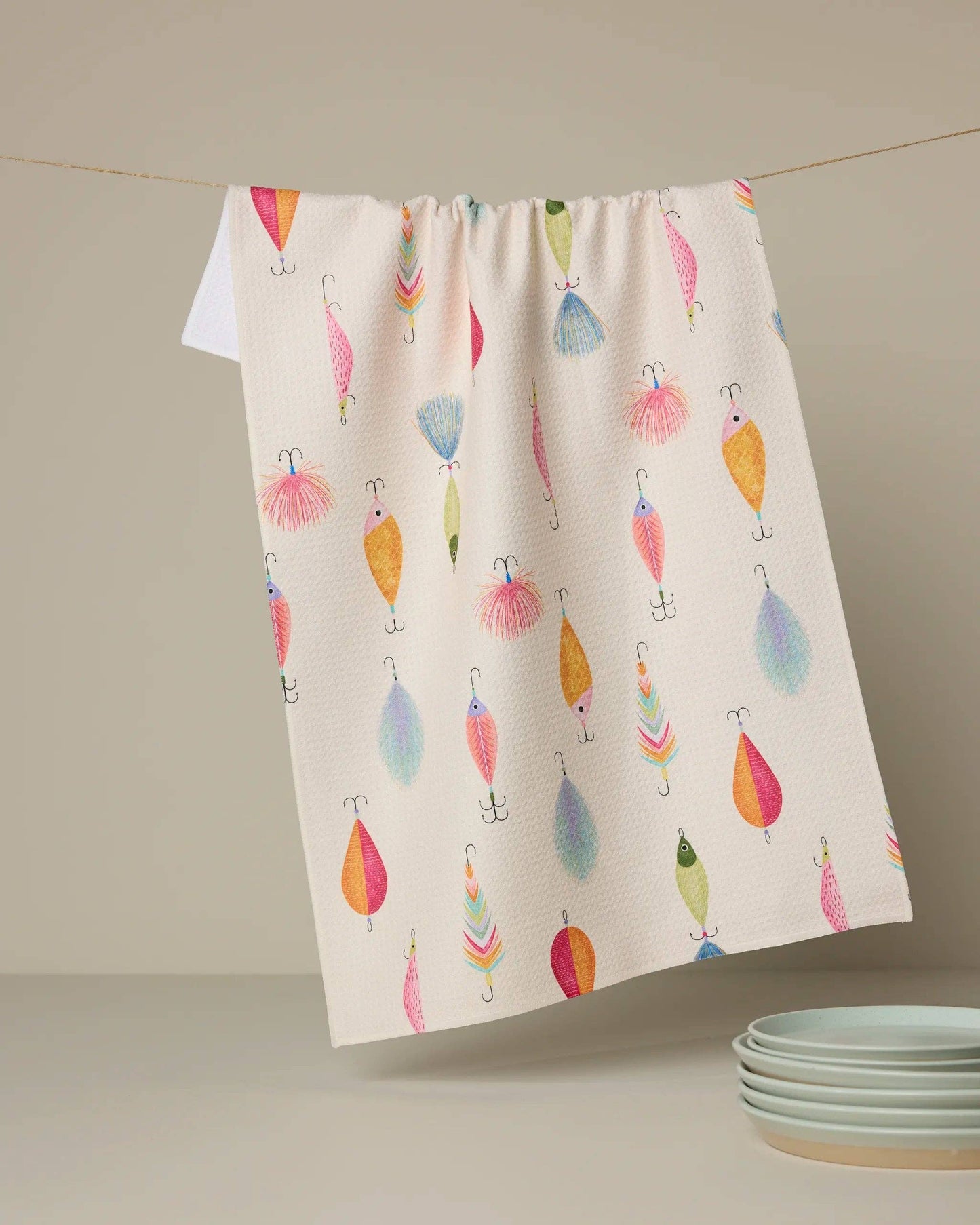 Geometry Fishing Lures Tea Towel