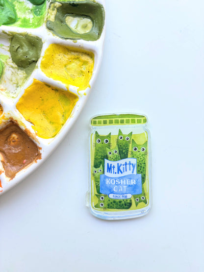 Pickle Cat Funny Food Vegetable Acrylic Fridge Magnet