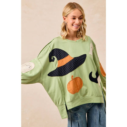 Halloween Theme Patchwork Sweatshirt