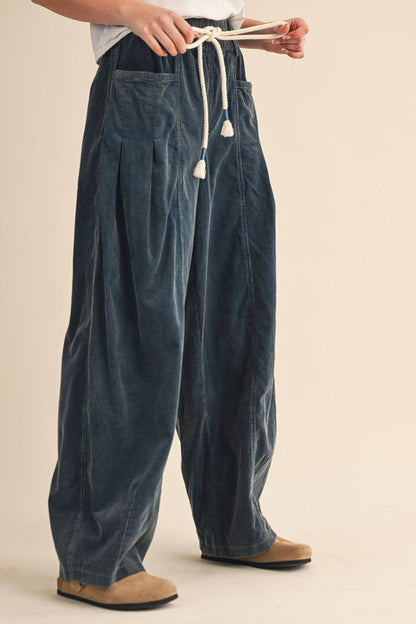 Washed Corduroy Barrel Pants