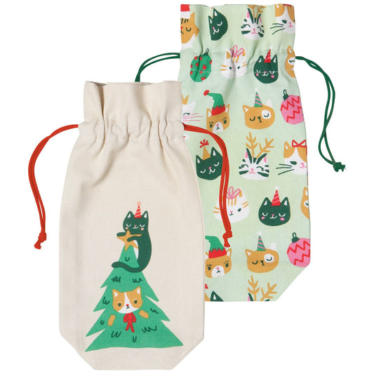 Let it Meow Christmas Wine Bags Set of 2