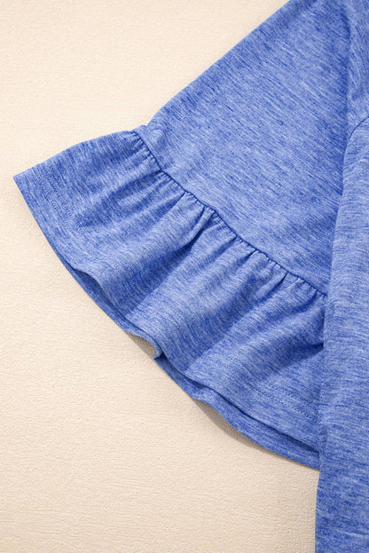 Ruffled Short Sleeve Plus Size Casual Blouse
