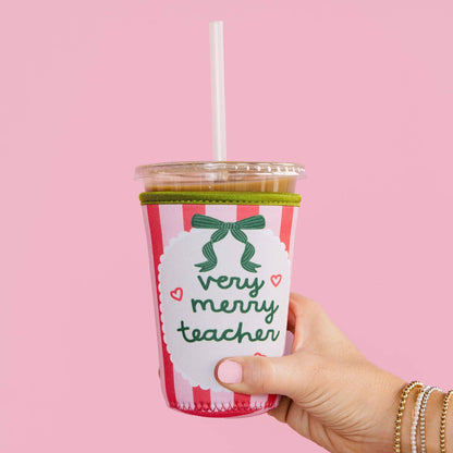Very Merry Teacher Christmas Drink Sleeve