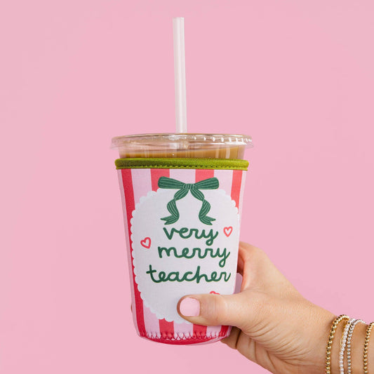 Very Merry Teacher Christmas Drink Sleeve
