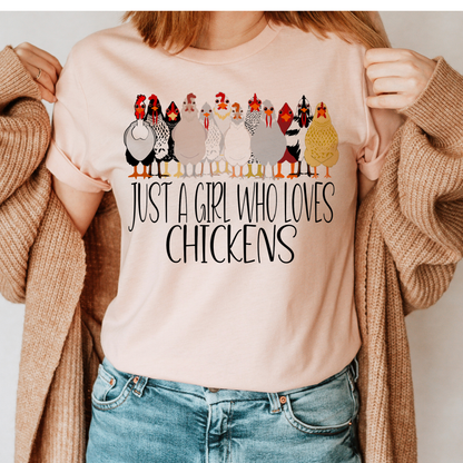 Girl Who Loves Chickens Tee