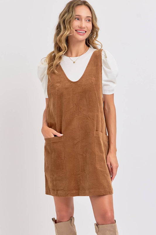 Casual Overall Corduroy Dress