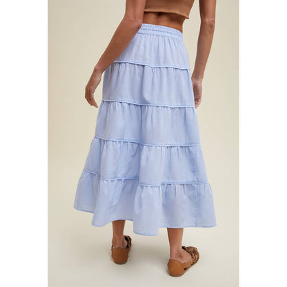 Gingham Tiered Midi Skirt