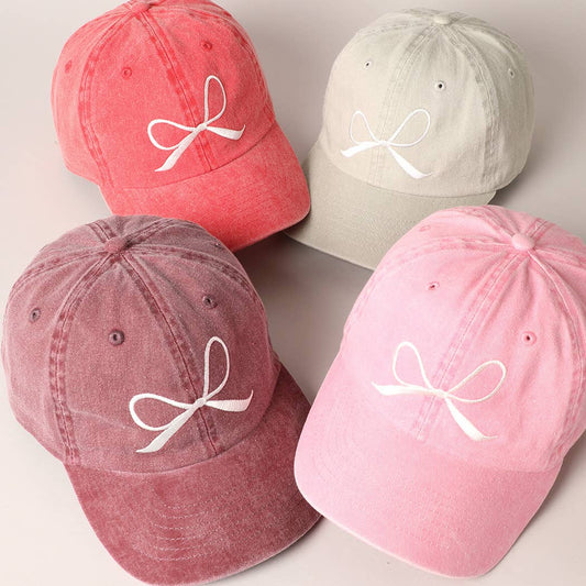 Bow Embroidered Cotton Baseball Cap