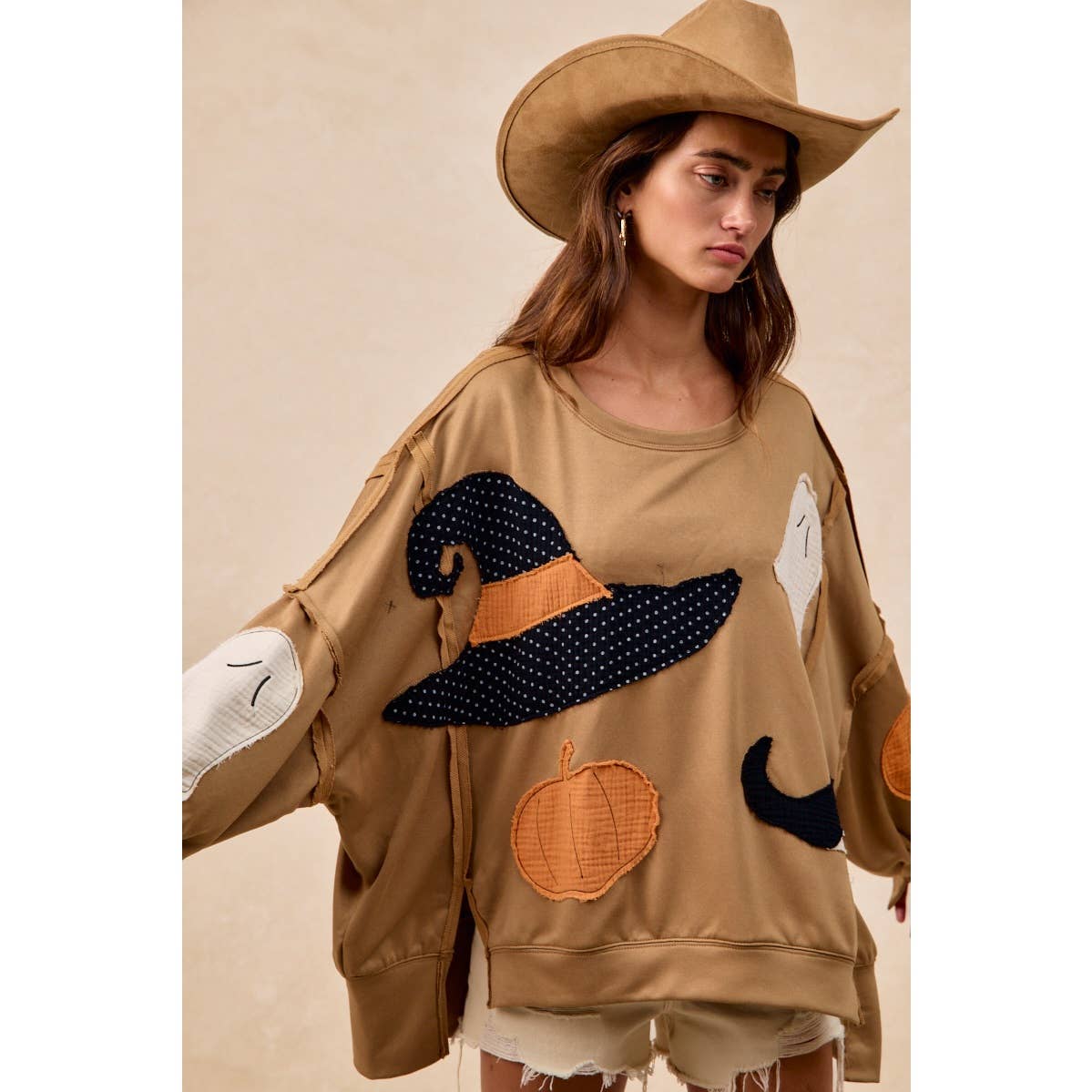 Halloween Theme Patchwork Sweatshirt