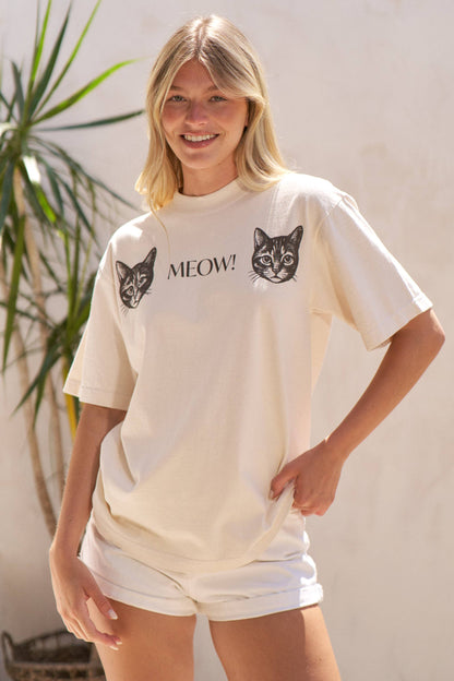Two Cat Meow Graphic Tee