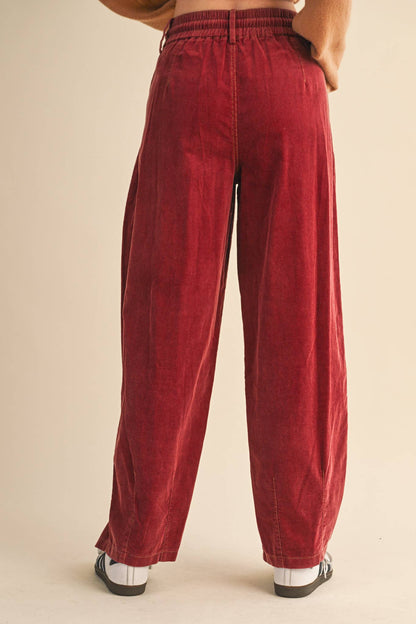 Washed Corduroy Barrel Pants