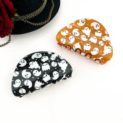 Pumpkin & Spirit Cat Halloween Claw Clip