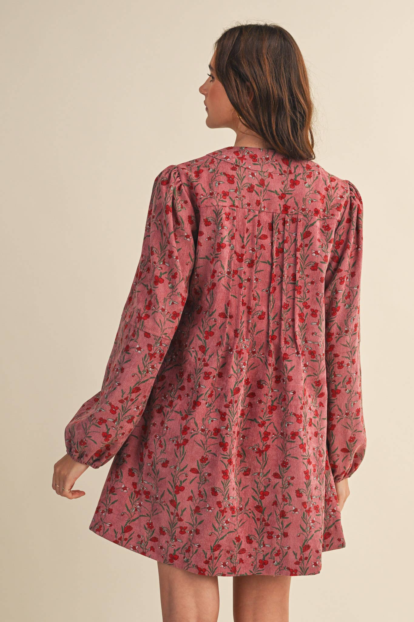 Floral Corduroy Mini Dress