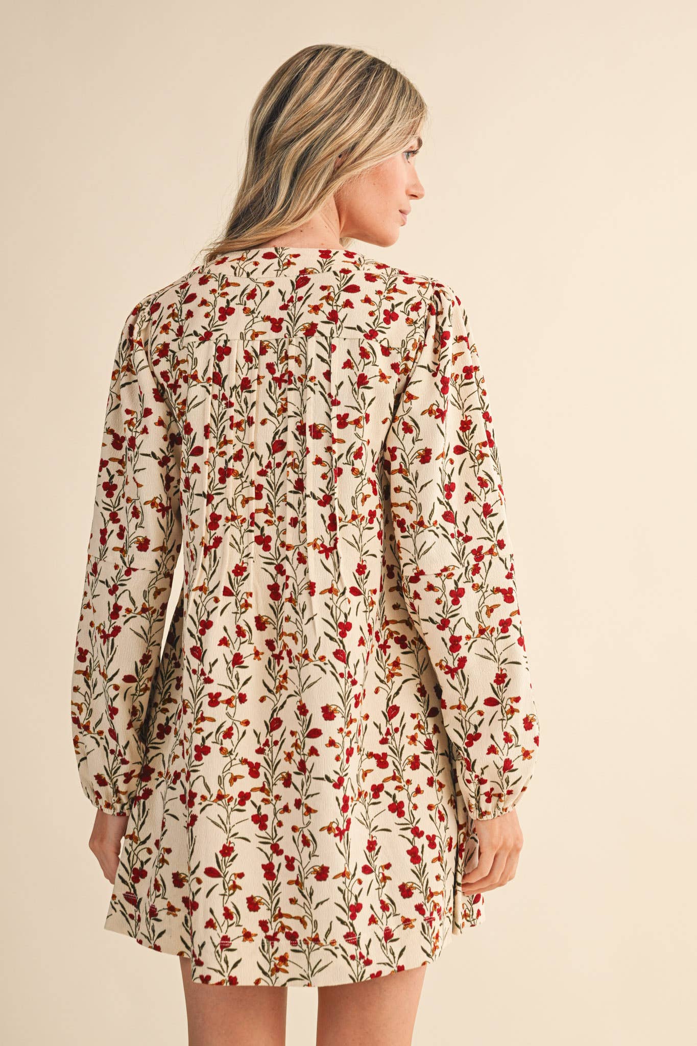 Floral Corduroy Mini Dress