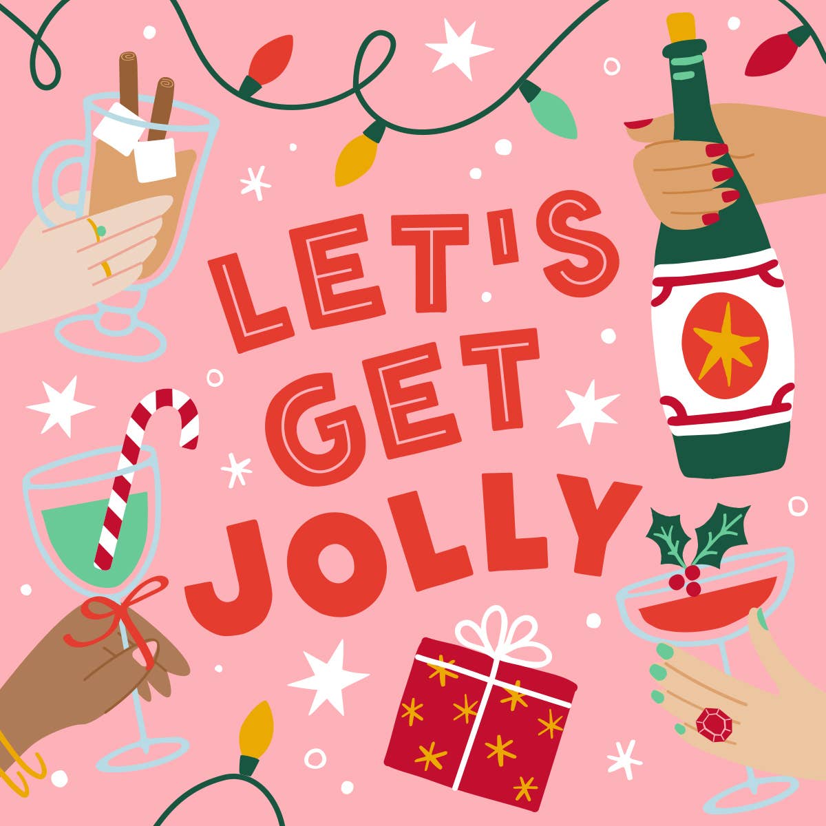 Holiday Cocktail Napkins | Let's Get Jolly