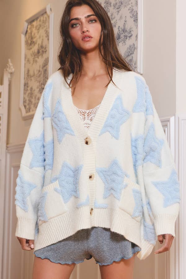 Oversized Star Pullover Sweater Cardigan