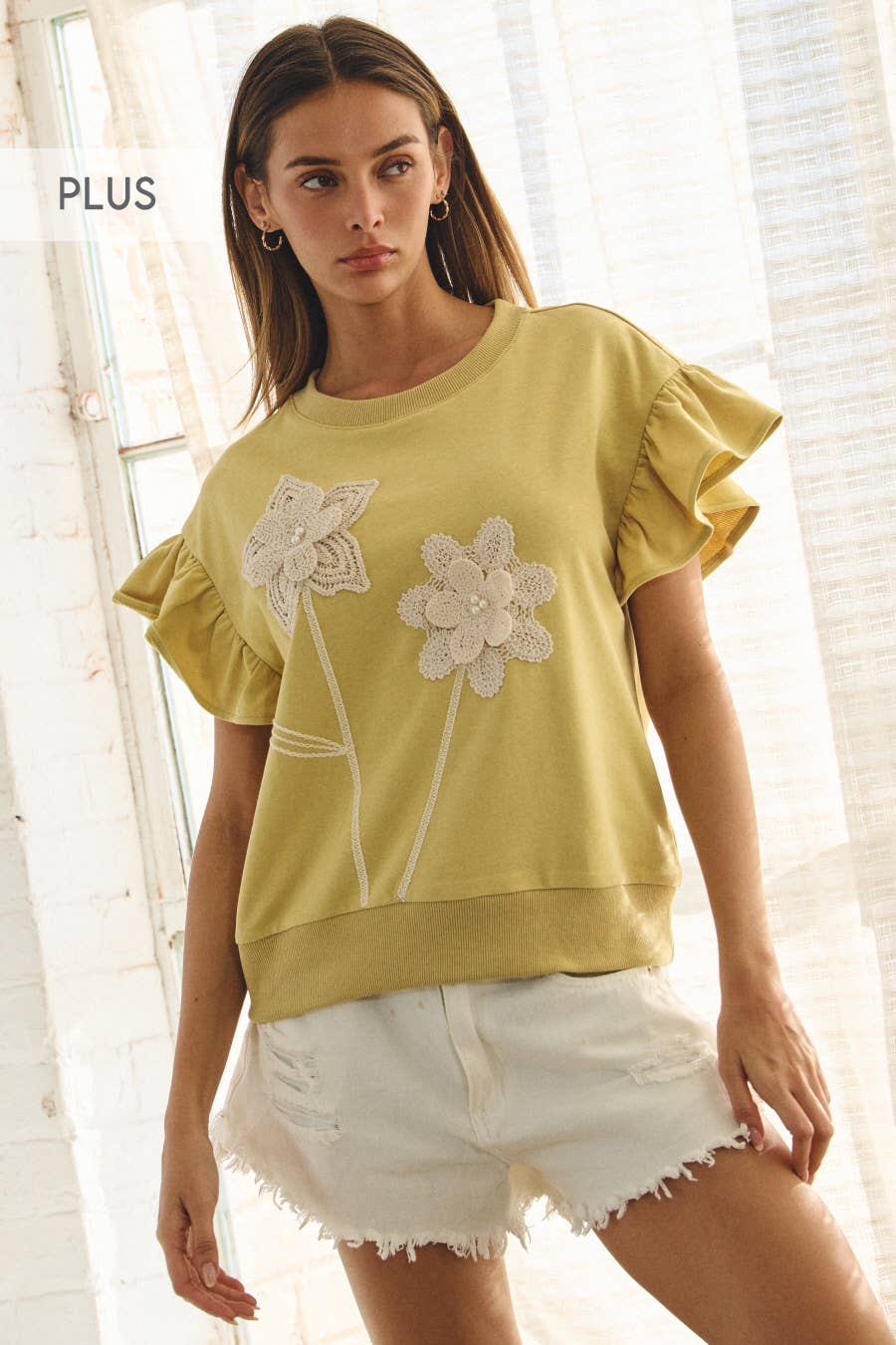 Plus Short-sleeve Sweatshirt Top