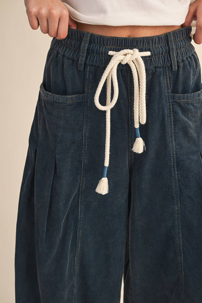 Washed Corduroy Barrel Pants